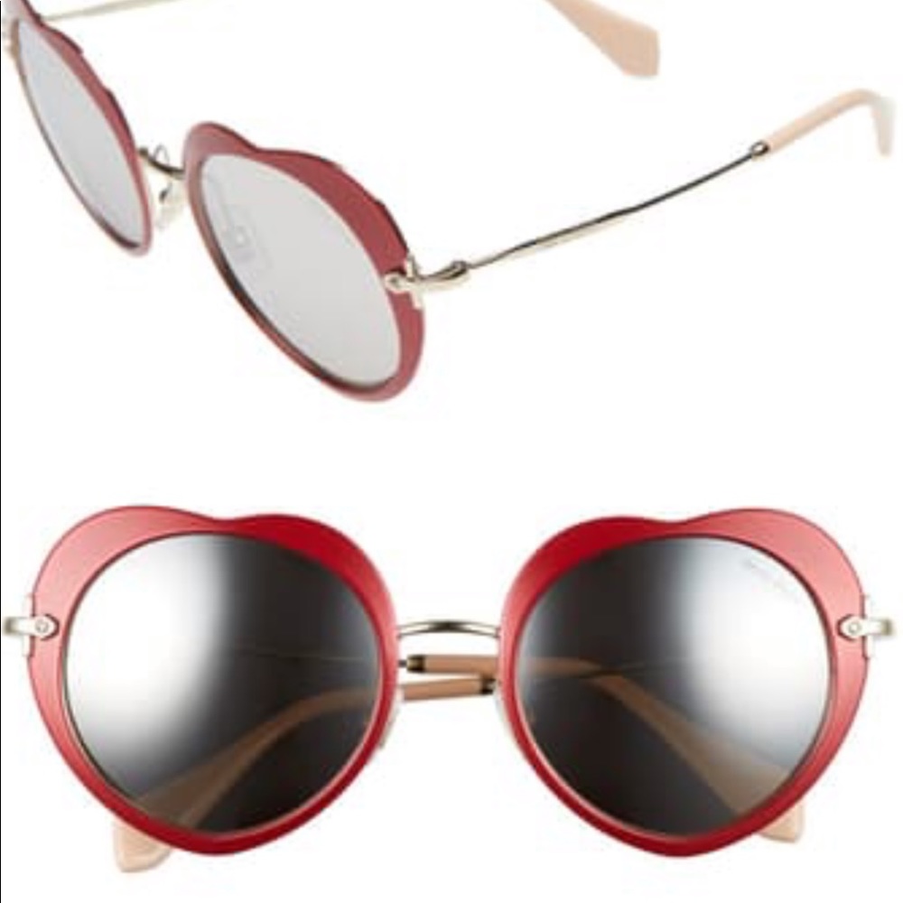MIU MIU – 52mm Irregular Heart Sunglasses Red NWT
